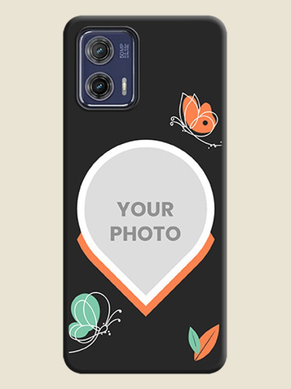 Custom Upload Pic With Simple Butterly Design On Space Black Personalized Soft Matte Phone Covers -Motorola Moto G73 5G - alternate view