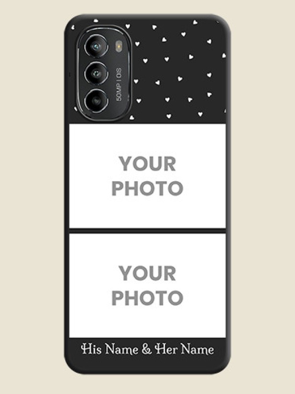 Custom Miniature Love Symbols with Name on Space Black Custom Soft Matte Back Cover - Moto G82 - alternate view