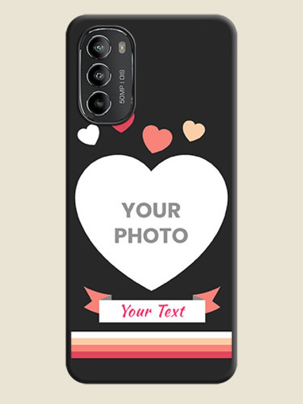 Custom Love Shaped Photo with Colorful Stripes on Personalised Space Black Soft Matte Cases - Moto G82 - alternate view