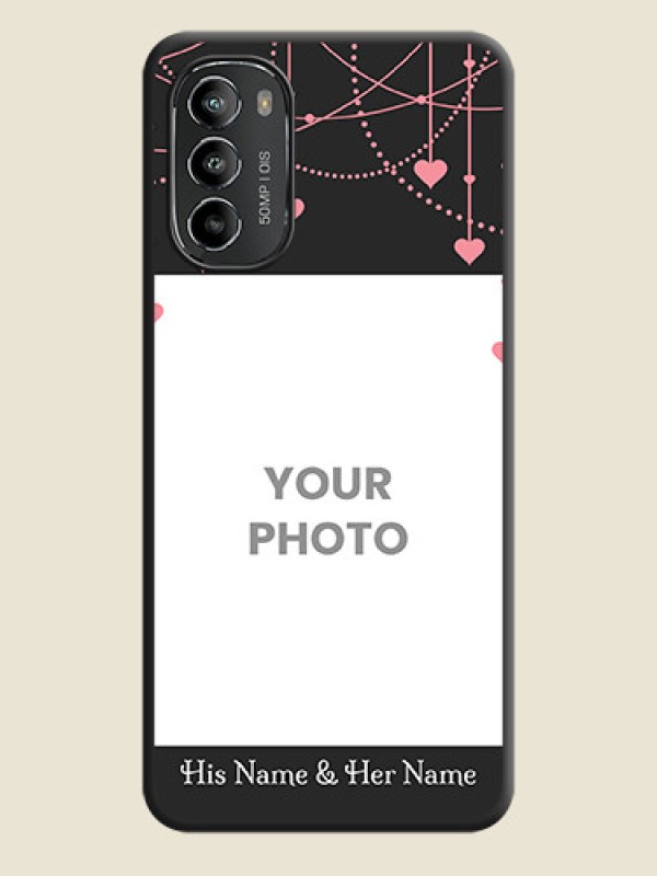 Custom Pink Love Hangings with Text on Space Black Custom Soft Matte Back Cover - Moto G82 - alternate view