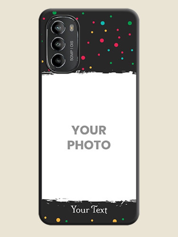 Custom Multicolor Dotted Pattern with Text on Space Black Custom Soft Matte Phone Back Cover - Moto G82 - alternate view