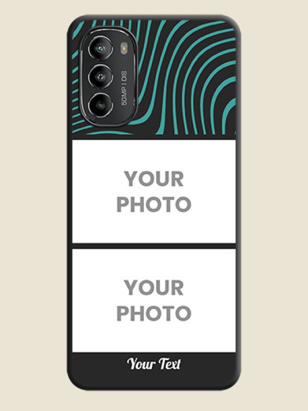 Custom Wave Pattern with 2 Image Holder on Space Black Personalized Soft Matte Phone Covers - Moto G82 - alternate view