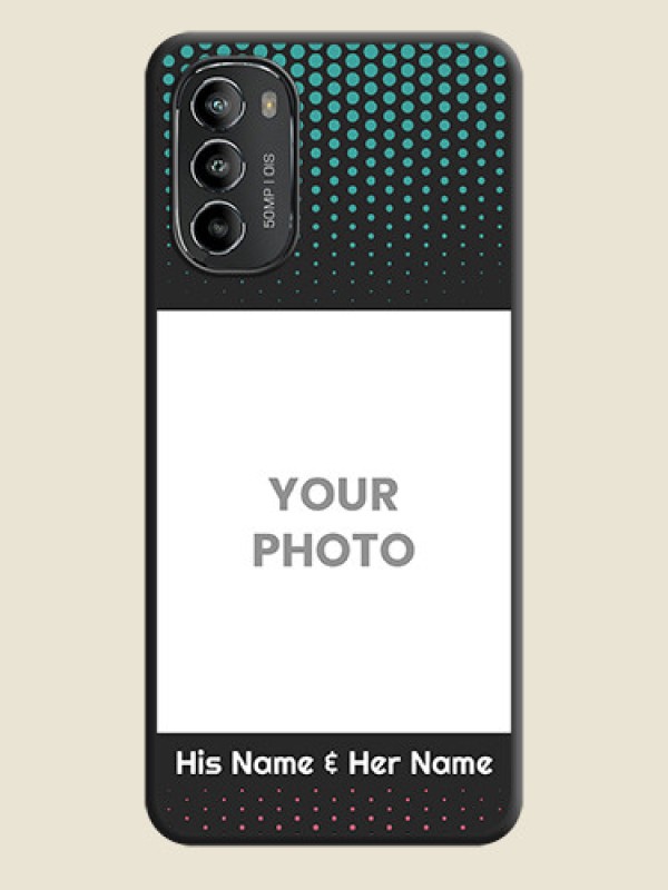 Custom Faded Dots with Grunge Photo Frame and Text on Space Black Custom Soft Matte Phone Cases - Moto G82 - alternate view