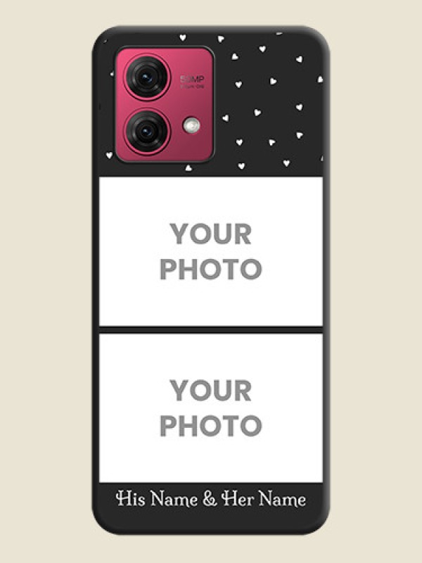Custom Miniature Love Symbols with Name on Space Black Custom Soft Matte Back Cover - Motorola Moto G84 5G - alternate view