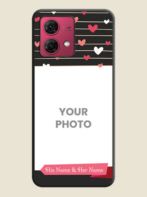 Custom Love Pattern with Name on Pink Ribbon - Photo on Space Black Soft Matte Back Cover - Motorola Moto G84 5G - alternate view