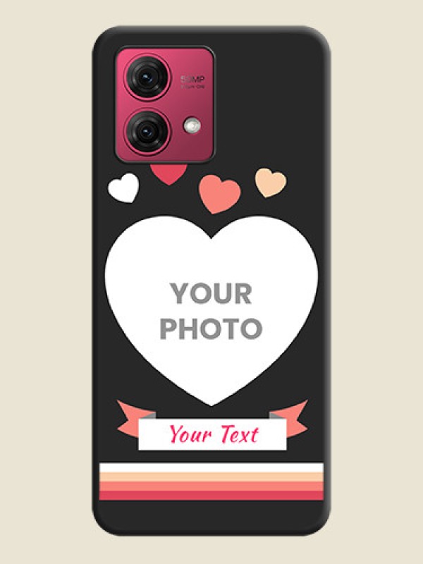 Custom Love Shaped Photo with Colorful Stripes on Personalised Space Black Soft Matte Cases - Motorola Moto G84 5G - alternate view