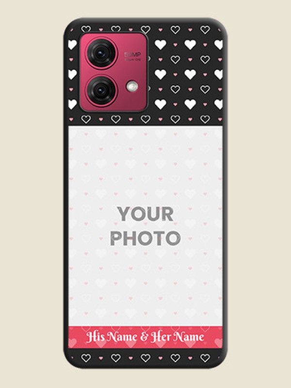 Custom White Color Love Symbols with Text Design - Photo on Space Black Soft Matte Phone Cover - Motorola Moto G84 5G - alternate view