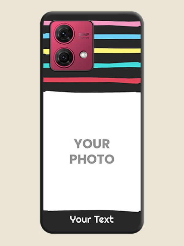 Custom Multicolor Lines with Image on Space Black Personalized Soft Matte Phone Covers - Motorola Moto G84 5G - alternate view