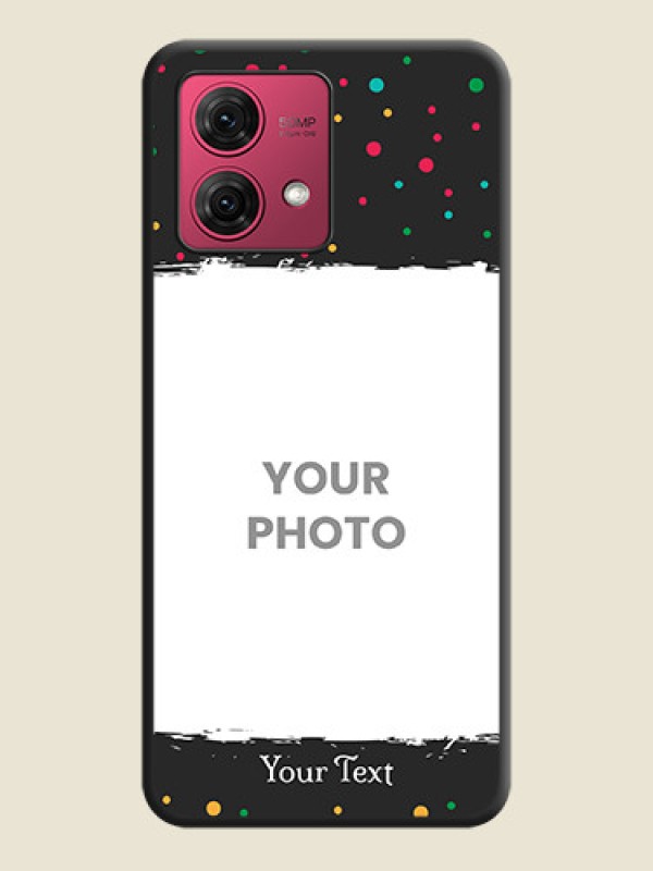 Custom Multicolor Dotted Pattern with Text on Space Black Custom Soft Matte Phone Back Cover - Motorola Moto G84 5G - alternate view