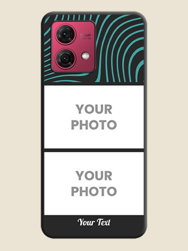 Custom Wave Pattern with 2 Image Holder on Space Black Personalized Soft Matte Phone Covers - Motorola Moto G84 5G - alternate view
