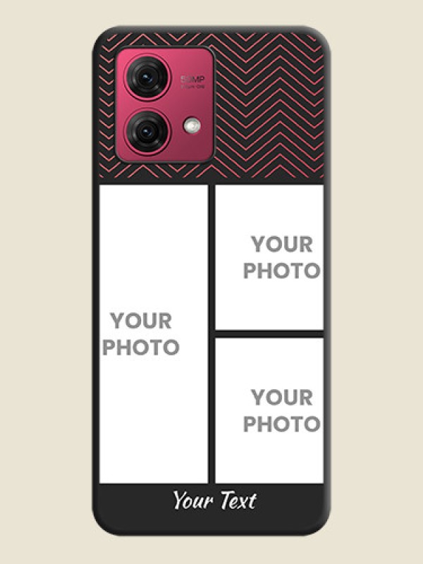 Custom Wave Pattern with 3 Image Holder on Space Black Custom Soft Matte Back Cover - Motorola Moto G84 5G - alternate view