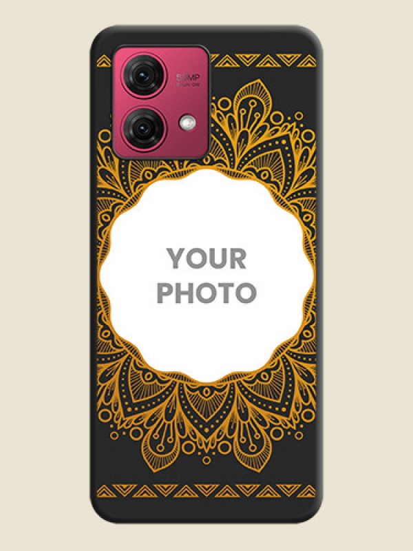 Custom Round Image with Floral Design - Photo on Space Black Soft Matte Mobile Cover - Motorola Moto G84 5G - alternate view
