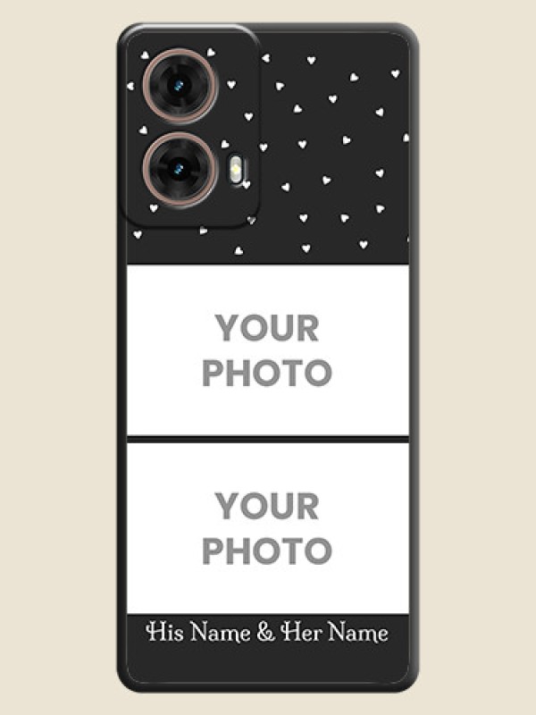 Custom Miniature Love Symbols with Name On Space Black Custom Soft Matte Mobile Back Cover - Motorola Moto G85 5G - alternate view