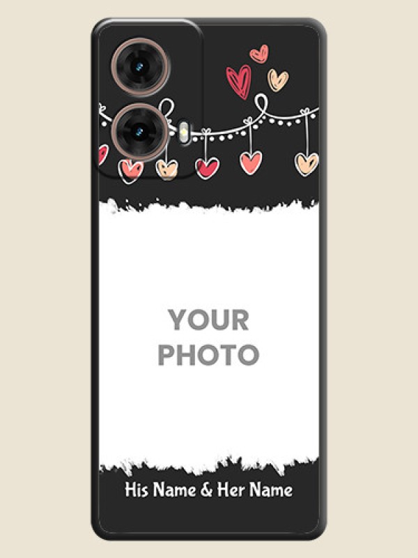 Custom Pink Love Hangings with Name On Space Black Custom Soft Matte Mobile Back Cover - Motorola Moto G85 5G - alternate view