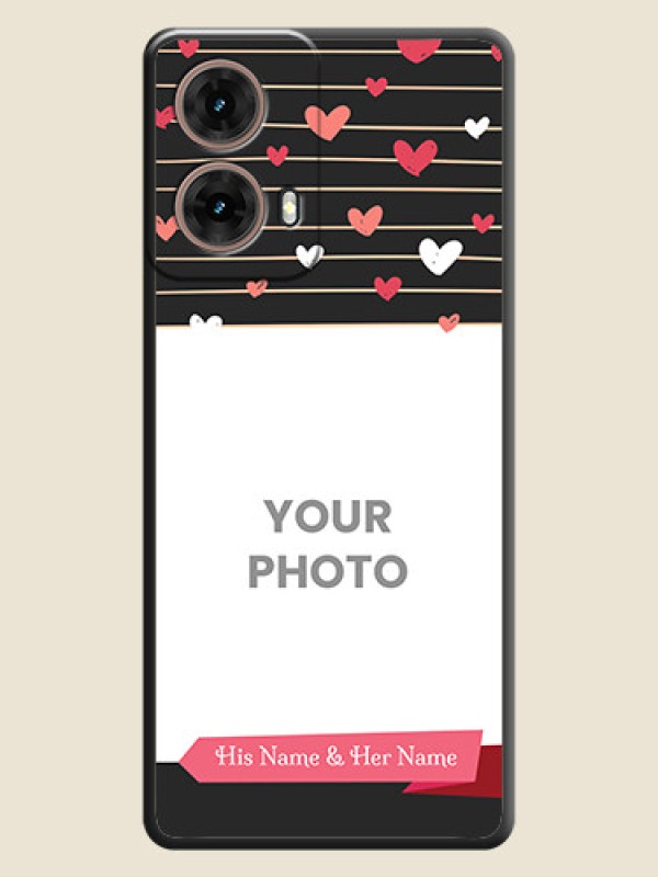 Custom Love Pattern with Name on Pink Ribbon on Photo On Space Black Custom Soft Matte Mobile Back Cover - Motorola Moto G85 5G - alternate view