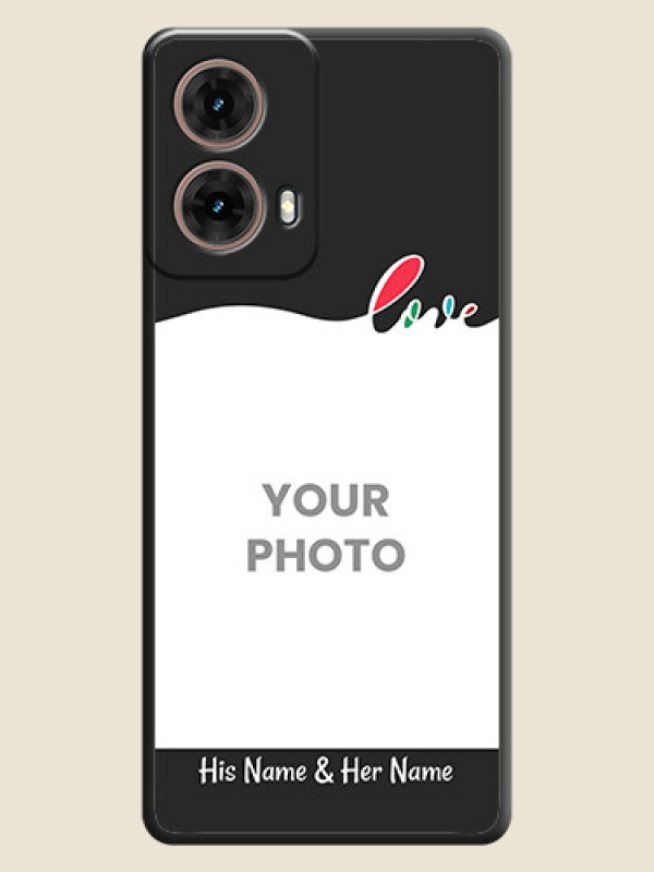 Custom Fall in Love Pattern with Picture on Photo On Space Black Custom Soft Matte Mobile Back Cover - Motorola Moto G85 5G - alternate view