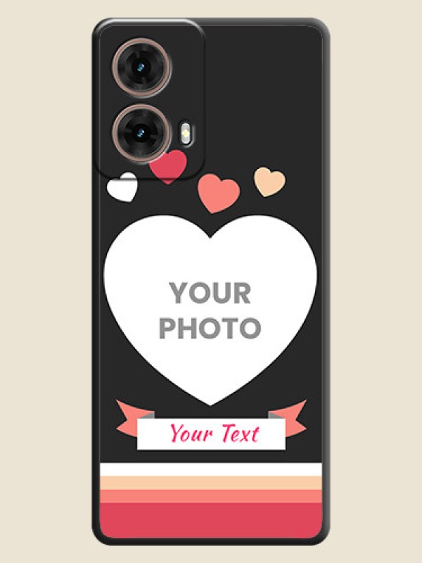 Custom Love Shaped Photo with Colorful Stripes On Space Black Custom Soft Matte Mobile Back Cover - Motorola Moto G85 5G - alternate view