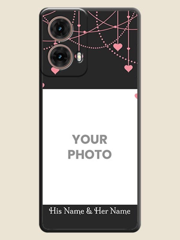 Custom Pink Love Hangings with Text On Space Black Custom Soft Matte Mobile Back Cover - Motorola Moto G85 5G - alternate view