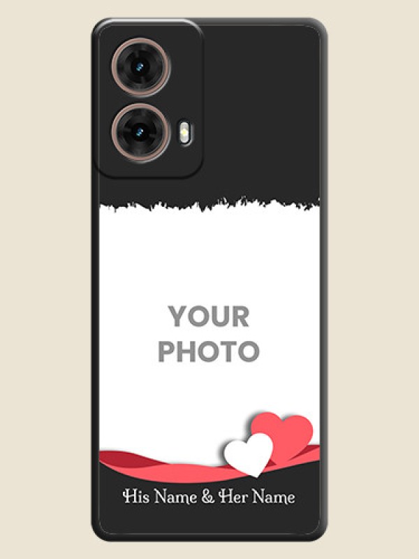 Custom Pin Color Love Shaped Ribbon Design with Text On Space Black Custom Soft Matte Mobile Back Cover - Motorola Moto G85 5G - alternate view