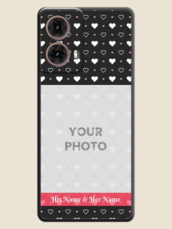 Custom White Color Love Symbols with Text Design on Photo On Space Black Custom Soft Matte Mobile Back Cover - Motorola Moto G85 5G - alternate view