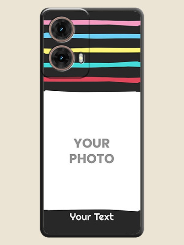 Custom Multicolor Lines with Image On Space Black Custom Soft Matte Mobile Back Cover - Motorola Moto G85 5G - alternate view