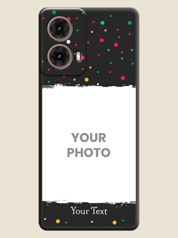 Custom Multicolor Dotted Pattern with Text On Space Black Custom Soft Matte Mobile Back Cover - Motorola Moto G85 5G - alternate view