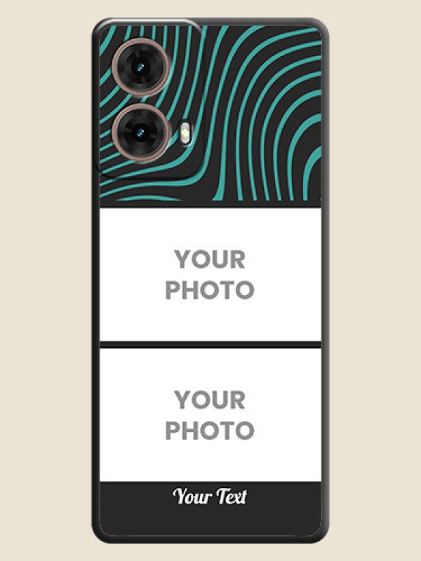 Custom Wave Pattern with 2 Image Holder On Space Black Custom Soft Matte Mobile Back Cover - Motorola Moto G85 5G - alternate view