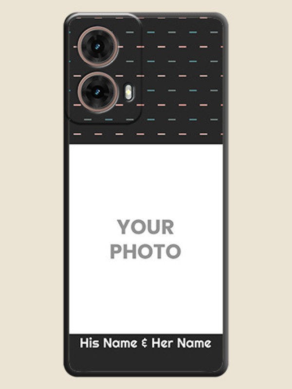 Custom Line Pattern Design with Text On Space Black Custom Soft Matte Mobile Back Cover - Motorola Moto G85 5G - alternate view