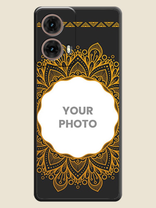 Custom Round Image with Floral Design On Space Black Custom Soft Matte Mobile Back Cover - Motorola Moto G85 5G - alternate view