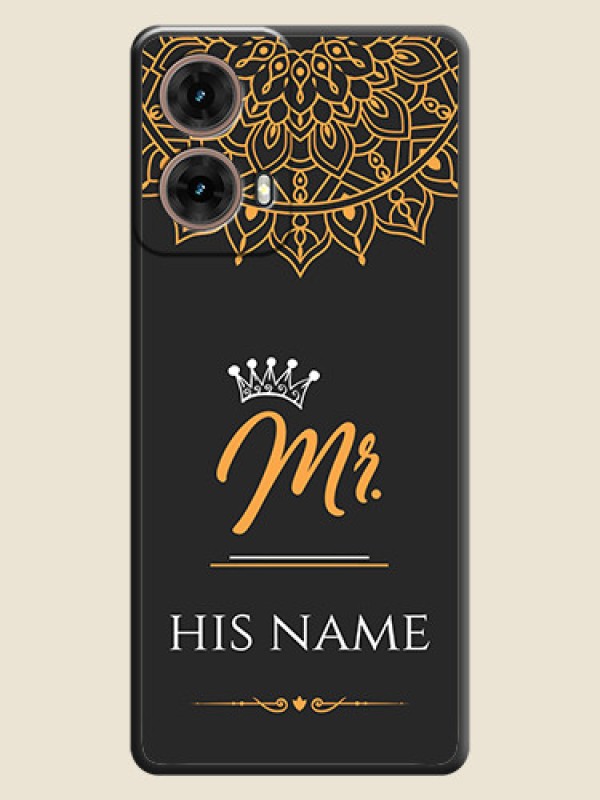 Custom Mr Name with Floral Design On Space Black Custom Soft Matte Mobile Back Cover - Motorola Moto G85 5G - alternate view