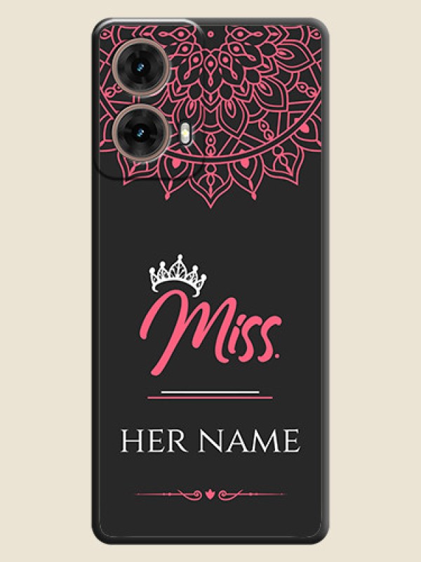 Custom Mrs Name with Floral Design On Space Black Custom Soft Matte Mobile Back Cover - Motorola Moto G85 5G - alternate view
