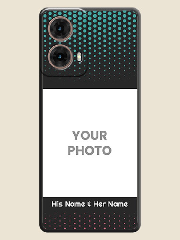 Custom Faded Dots with Grunge Photo Frame and Text On Space Black Custom Soft Matte Mobile Back Cover - Motorola Moto G85 5G - alternate view