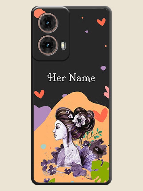 Custom Namecase For Her With Fancy Lady Image On Space Black Custom Soft Matte Mobile Back Cover - Motorola Moto G85 5G - alternate view