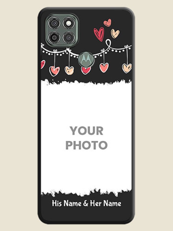 Custom Pink Love Hangings with Name on Space Black Custom Soft Matte Phone Cases - Moto G9 Power - alternate view