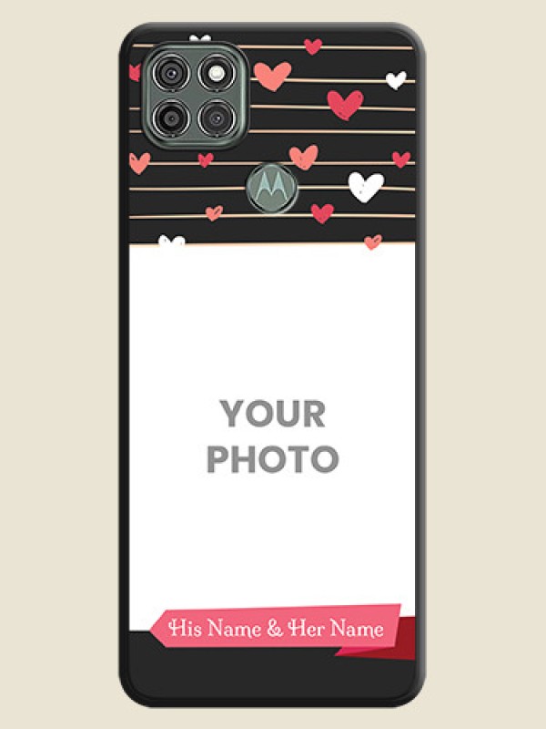 Custom Love Pattern with Name on Pink Ribbon on Photo on Space Black Soft Matte Back Cover - Moto G9 Power - alternate view