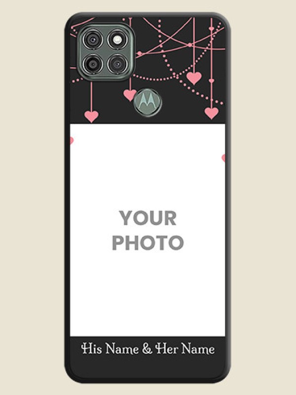 Custom Pink Love Hangings with Text on Space Black Custom Soft Matte Back Cover - Moto G9 Power - alternate view