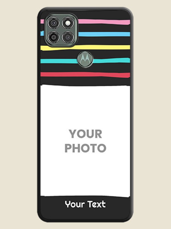 Custom Multicolor Lines with Image on Space Black Personalized Soft Matte Phone Covers - Moto G9 Power - alternate view