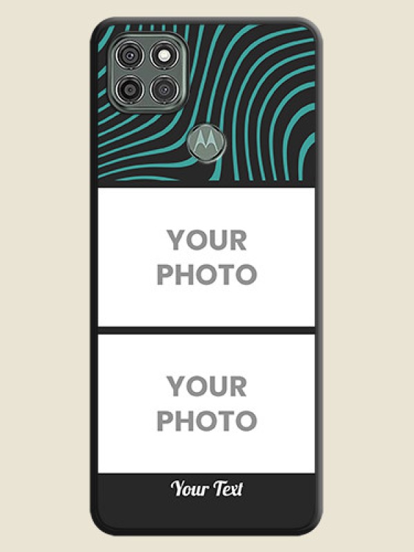 Custom Wave Pattern with 2 Image Holder on Space Black Personalized Soft Matte Phone Covers - Moto G9 Power - alternate view