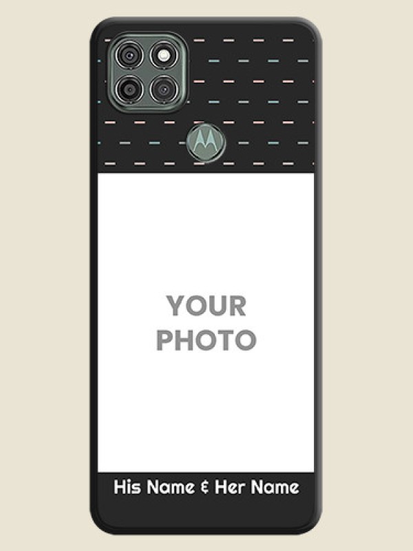 Custom Line Pattern Design with Text on Space Black Custom Soft Matte Phone Back Cover - Moto G9 Power - alternate view