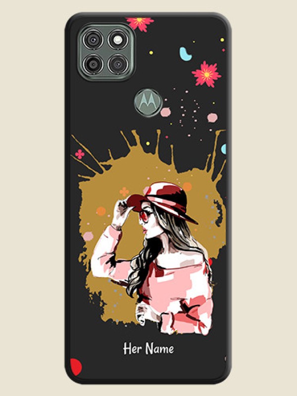 Custom Mordern Lady With Color Splash Background With Custom Text On Space Black Personalized Soft Matte Phone Covers -Motorola Moto G9 Power - alternate view