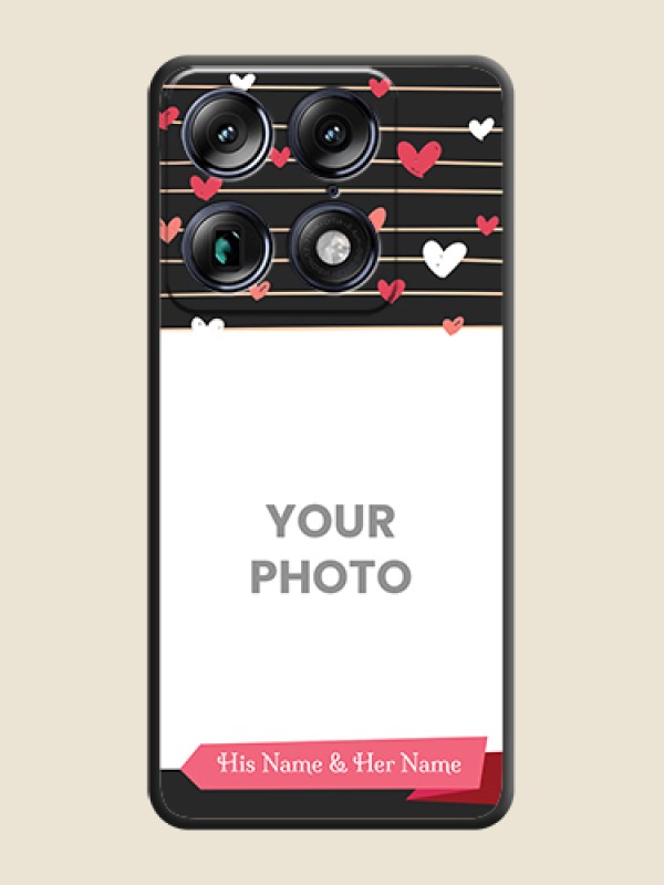 Custom Love Pattern with Name on Pink Ribbon on Photo On Space Black Custom Soft Matte Mobile Back Cover - Motorola Signature 5G - alternate view