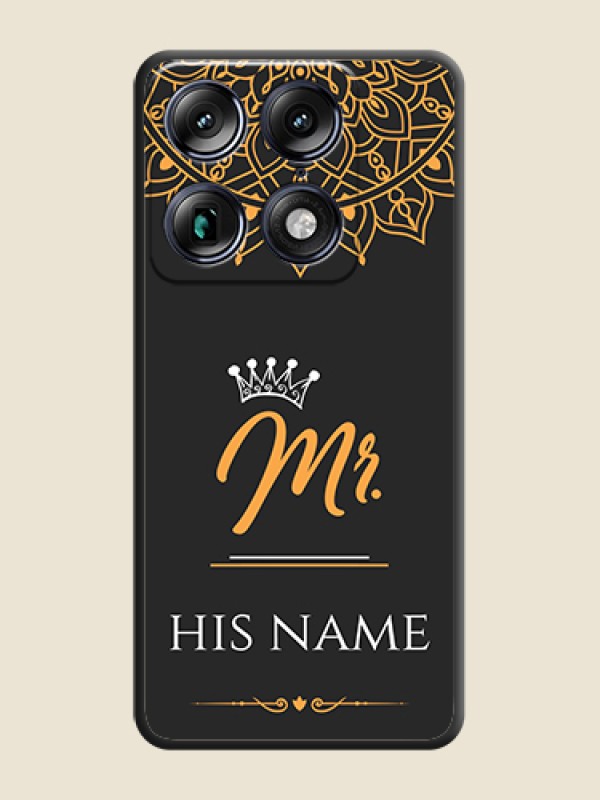 Custom Mr Name with Floral Design On Space Black Custom Soft Matte Mobile Back Cover - Motorola Signature 5G - alternate view