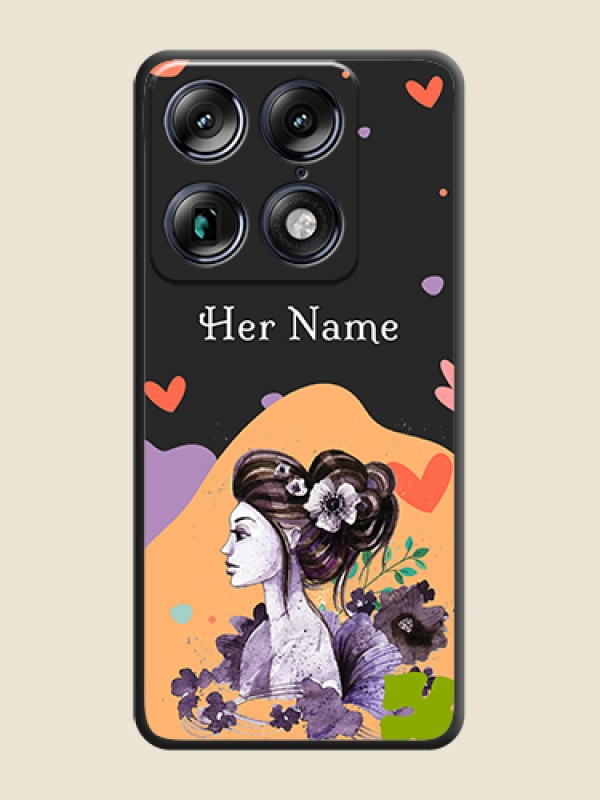 Custom Namecase For Her With Fancy Lady Image On Space Black Custom Soft Matte Mobile Back Cover - Motorola Signature 5G - alternate view