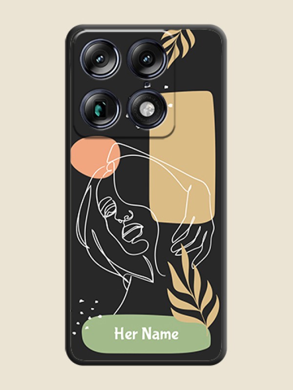 Custom Custom Text With Line Art Of Women & Leaves Design On Space Black Custom Soft Matte Mobile Back Cover - Motorola Signature 5G - alternate view