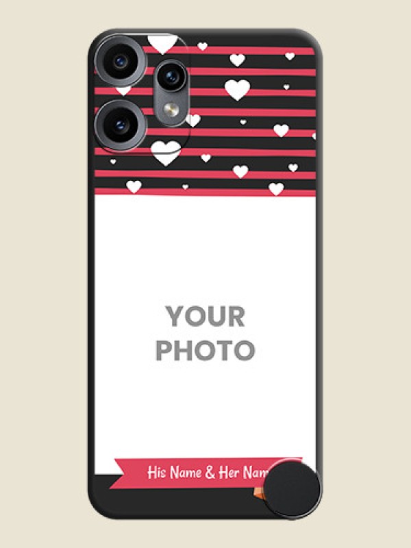 Custom White Color Love Symbols with Pink Lines Pattern On Space Black Custom Soft Matte Mobile Back Cover - Nothing CMF Phone 2 Pro 5G - alternate view