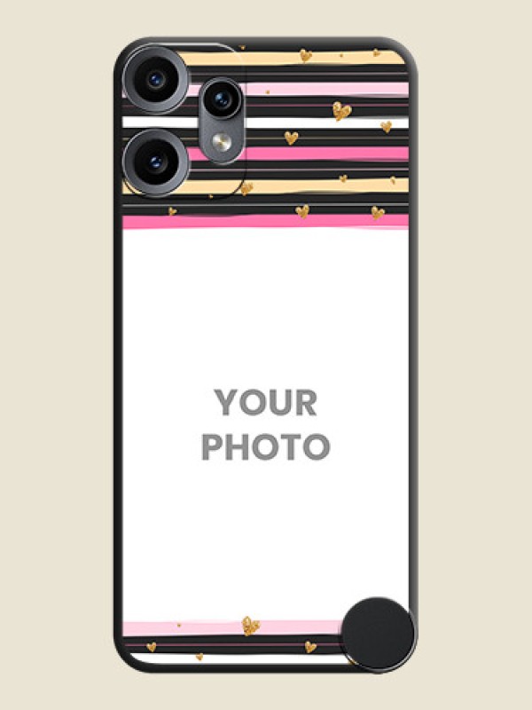 Custom Multicolor Lines and Golden Love Symbols Design on Photo On Space Black Custom Soft Matte Mobile Back Cover - Nothing CMF Phone 2 Pro 5G - alternate view