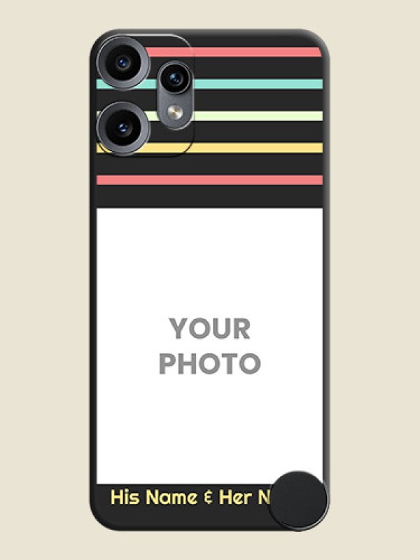 Custom Color Stripes with Photo and Text on Photo On Space Black Custom Soft Matte Mobile Back Cover - Nothing CMF Phone 2 Pro 5G - alternate view