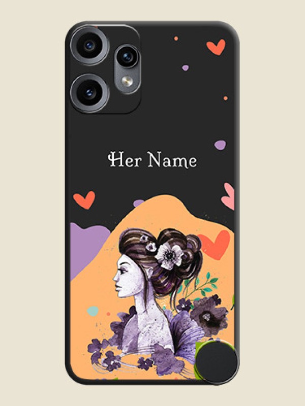 Custom Namecase For Her With Fancy Lady Image On Space Black Custom Soft Matte Mobile Back Cover - Nothing CMF Phone 2 Pro 5G - alternate view