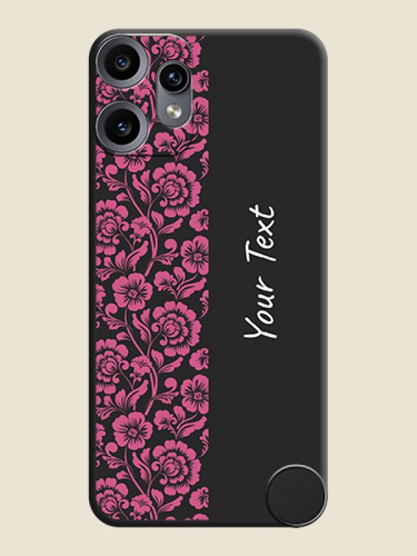 Custom Pink Floral Pattern Design With Custom Text On Space Black Custom Soft Matte Mobile Back Cover - Nothing CMF Phone 2 Pro 5G - alternate view