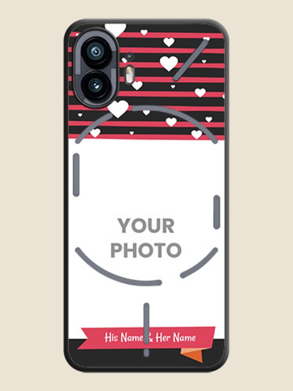 Custom White Color Love Symbols with Pink Lines Pattern on Space Black Custom Soft Matte Phone Cases - Nothing Phone 2 - alternate view